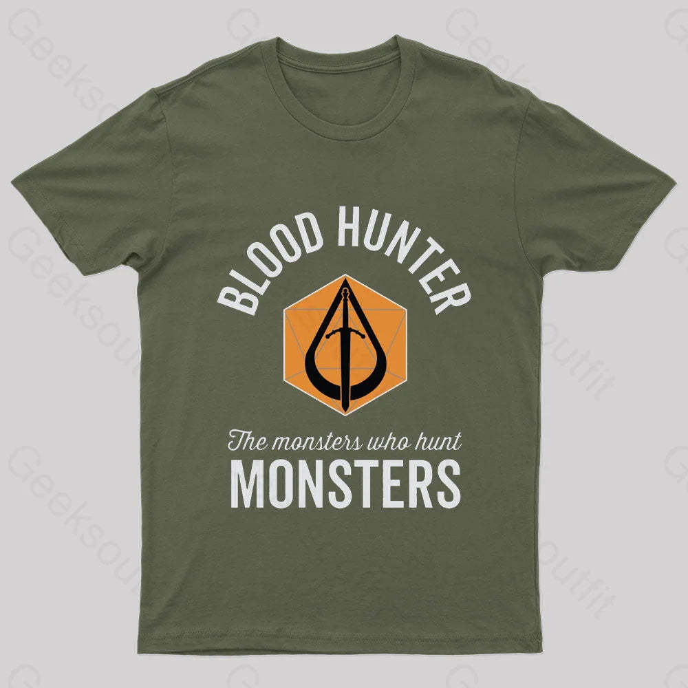The Monsters Who Hunt Nerd T-Shirt Army Green / S