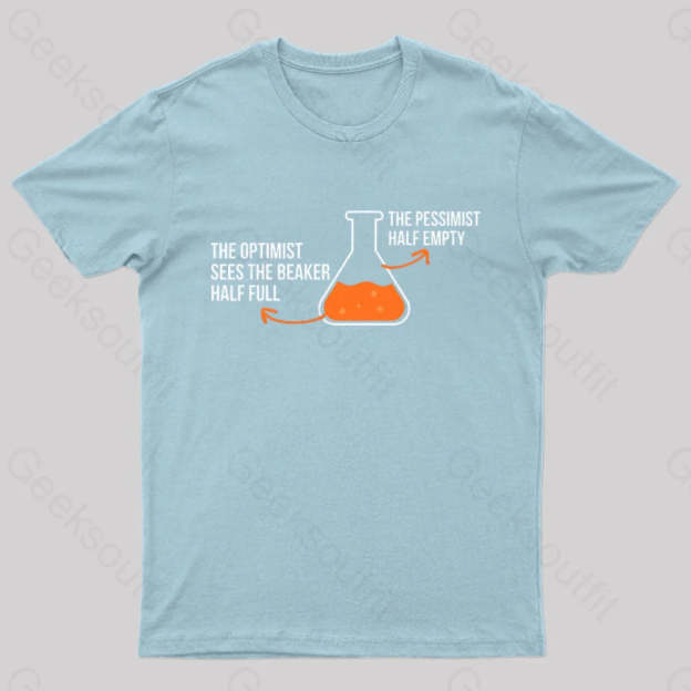 The Optimist And Pessimist Nerd T-Shirt Light Blue / S