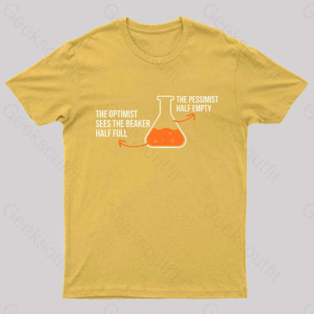 The Optimist And Pessimist Nerd T-Shirt Yellow / S