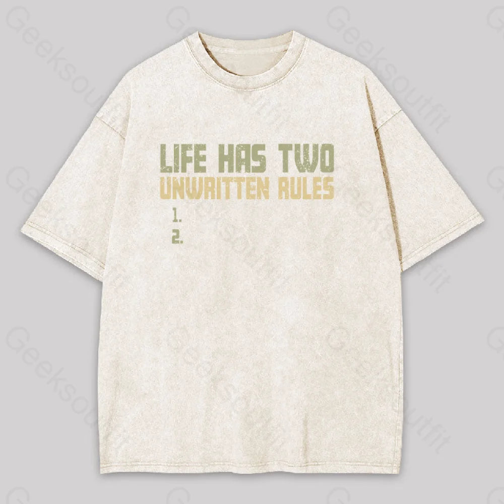 The Two Unwritten Rules Of Life Washed T-Shirt Apricot / S