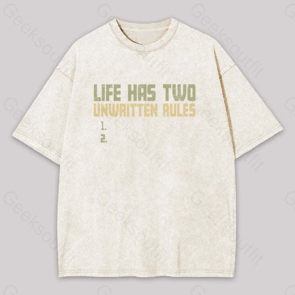The Two Unwritten Rules Of Life Washed T-Shirt Apricot / S