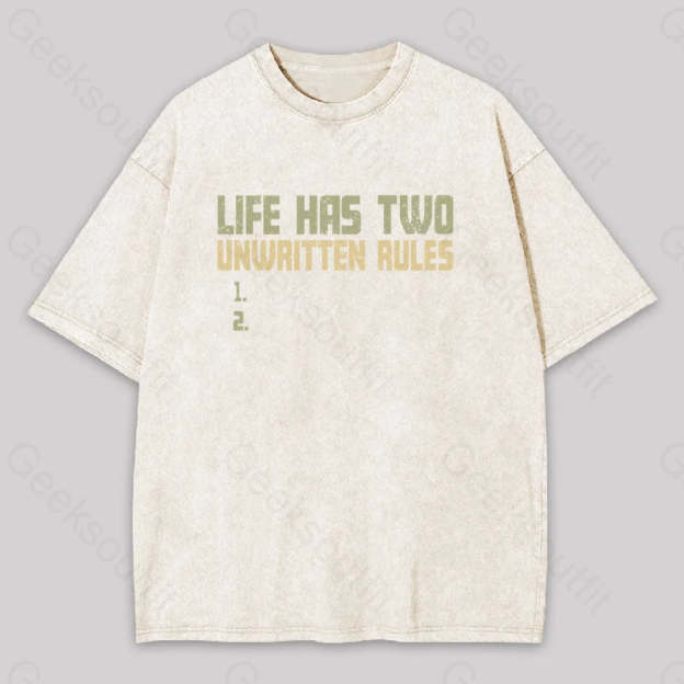 The Two Unwritten Rules Of Life Washed T-Shirt Apricot / S