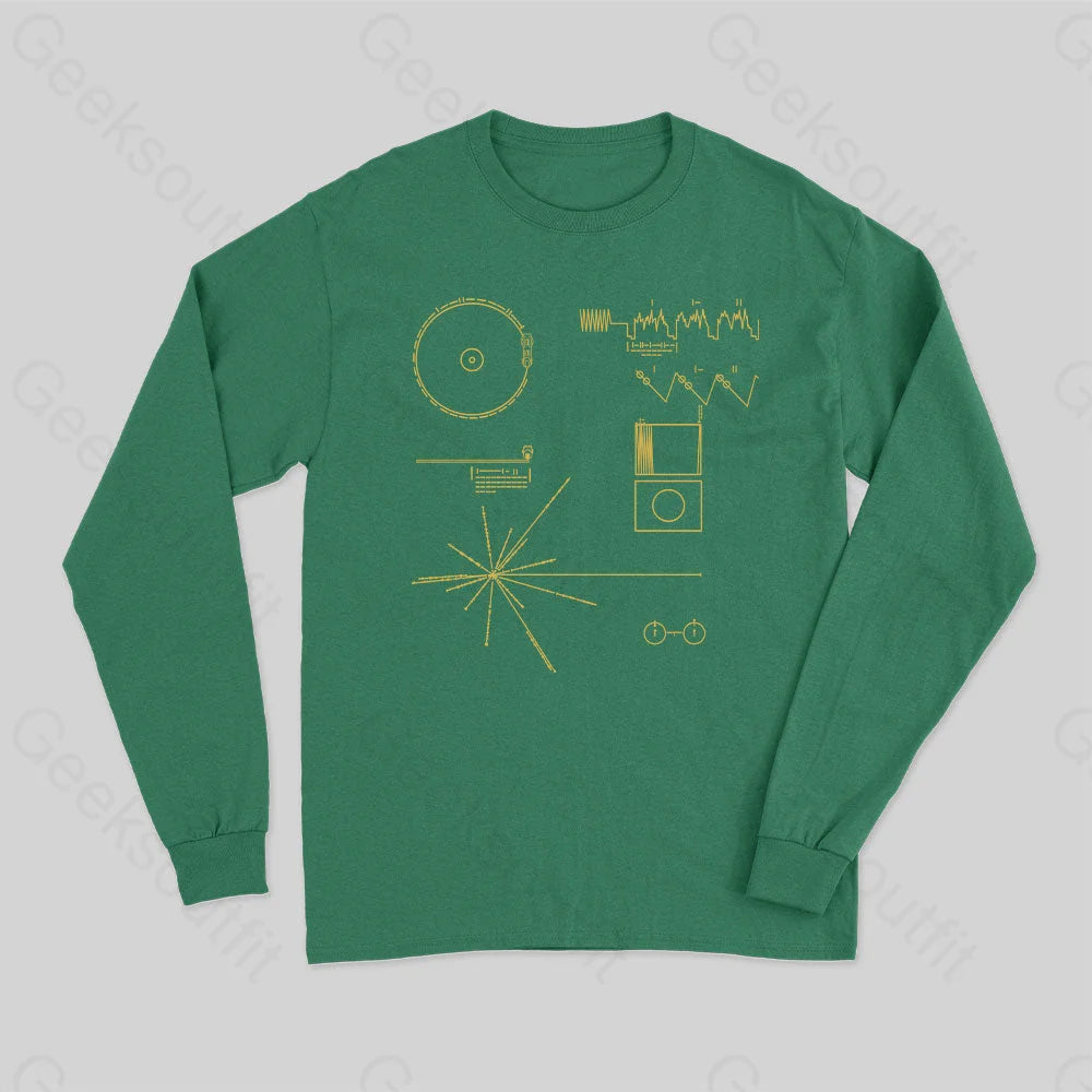 The Voyager Golden Record Long Sleeve T-Shirt Green / S
