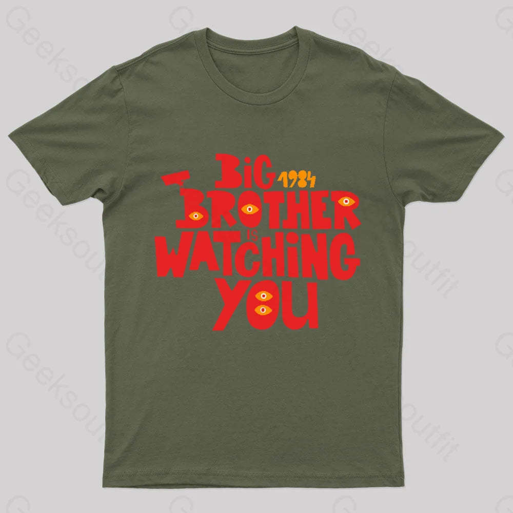 The Watcher Is Watching You Nerd T-Shirt Army Green / S