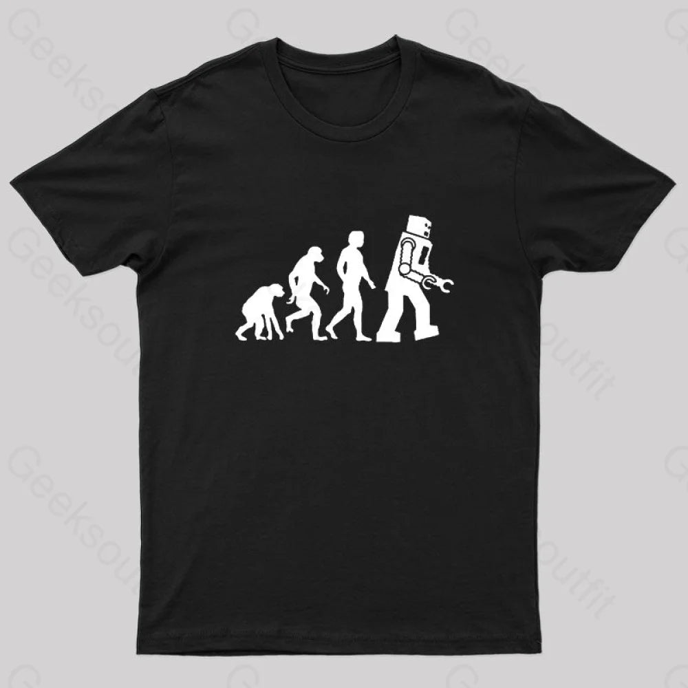 Theory Of Evolution Robot T-Shirt Black / S