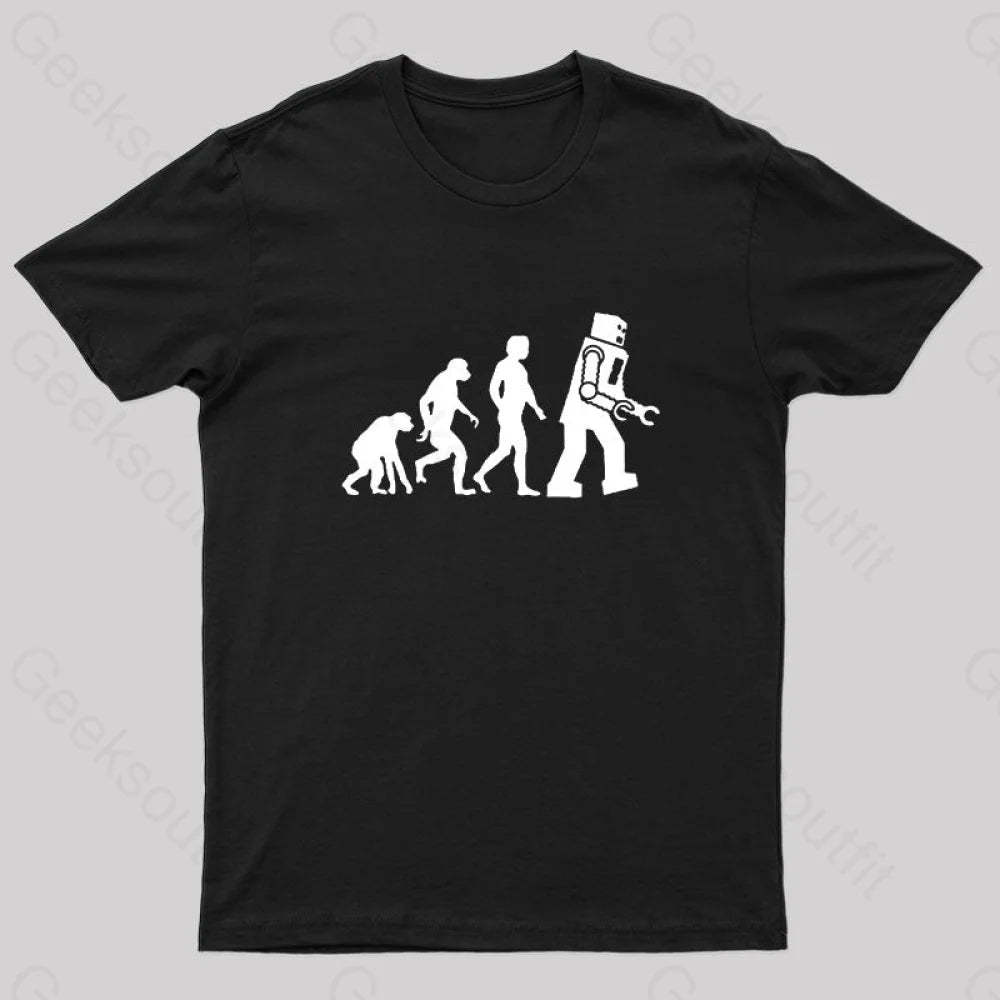 Theory Of Evolution Robot T-Shirt Black / S