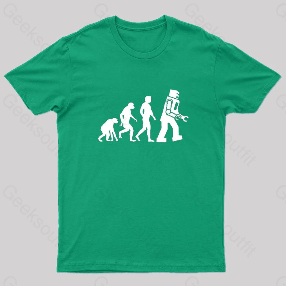 Theory Of Evolution Robot T-Shirt Green / S