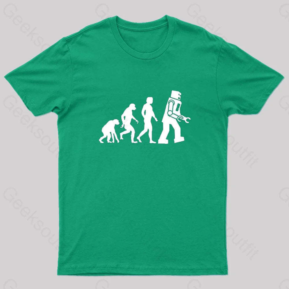 Theory Of Evolution Robot T-Shirt Green / S