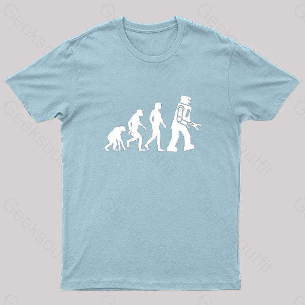 Theory Of Evolution Robot T-Shirt Light Blue / S