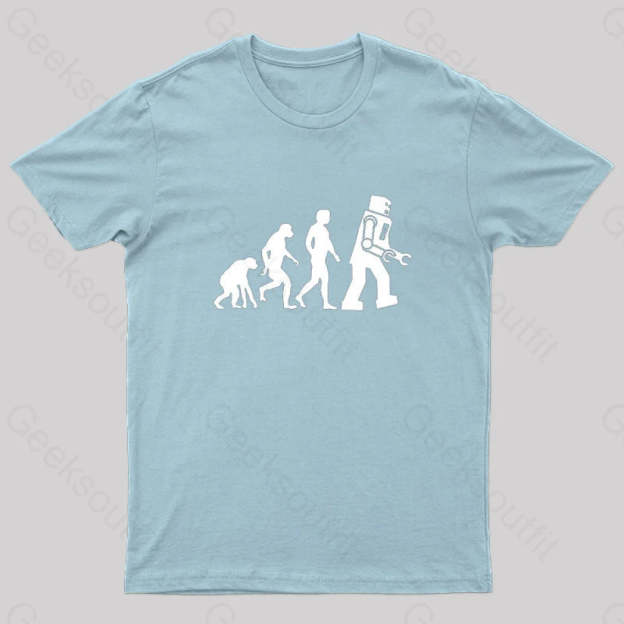 Theory Of Evolution Robot T-Shirt Light Blue / S