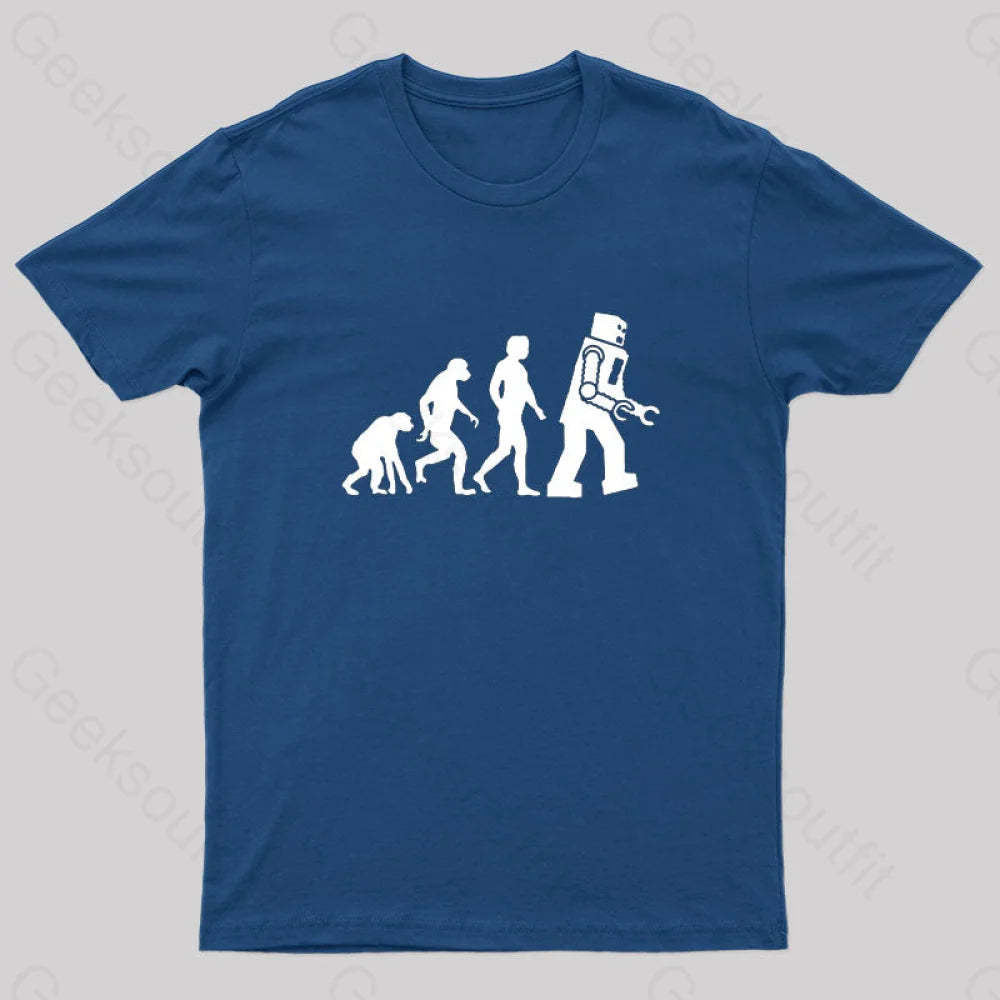 Theory Of Evolution Robot T-Shirt Navy / S