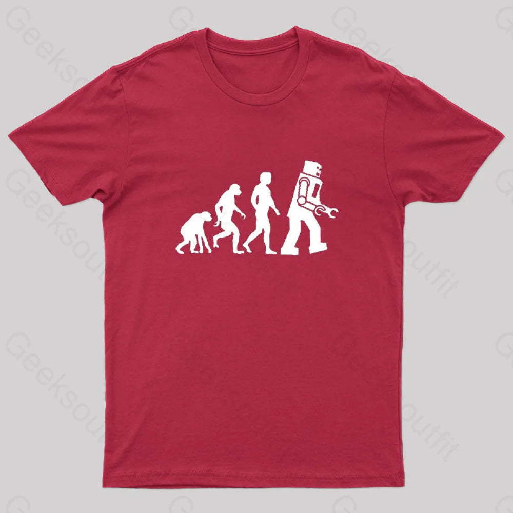 Theory Of Evolution Robot T-Shirt Red / S