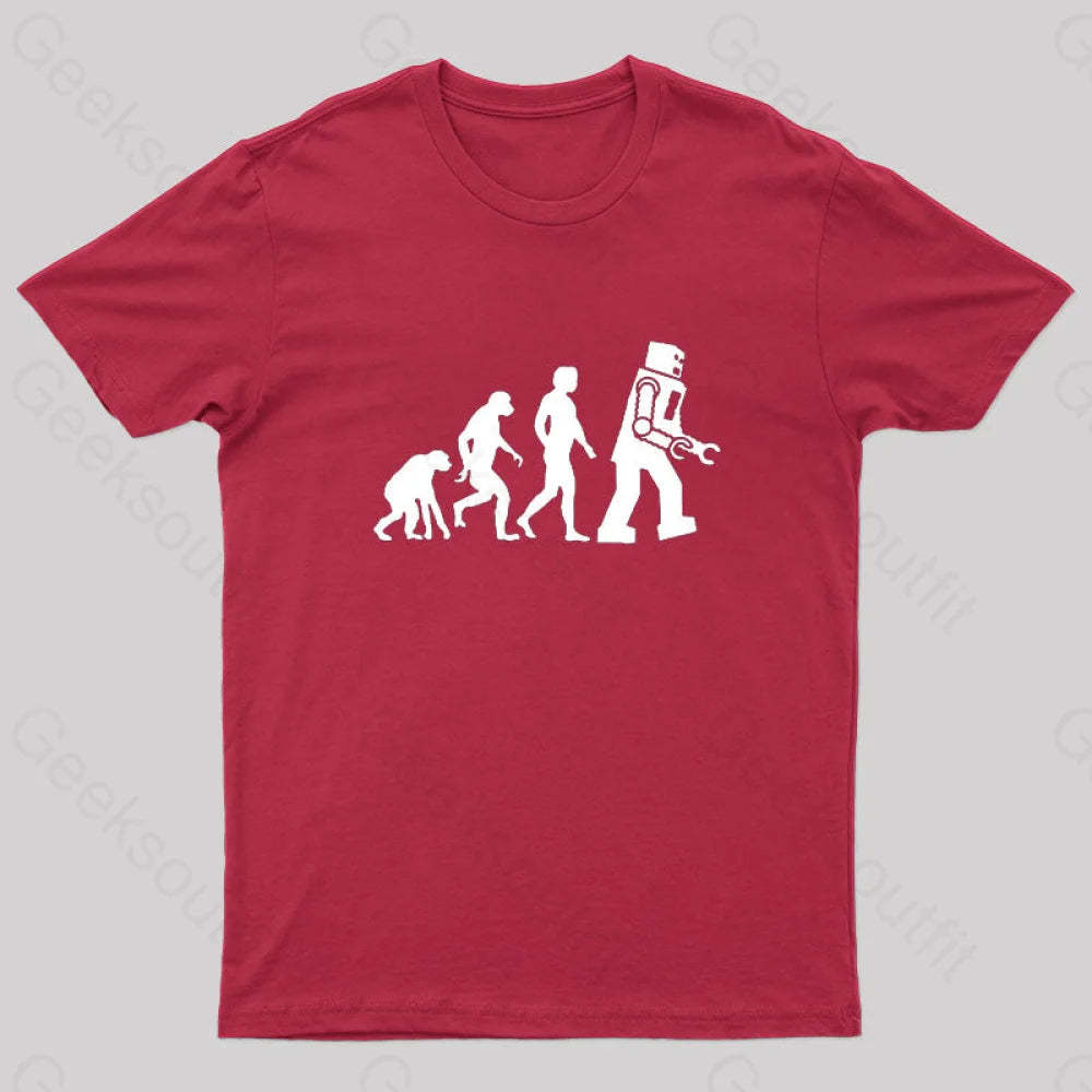 Theory Of Evolution Robot T-Shirt Red / S