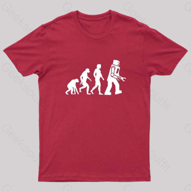 Theory Of Evolution Robot T-Shirt Red / S