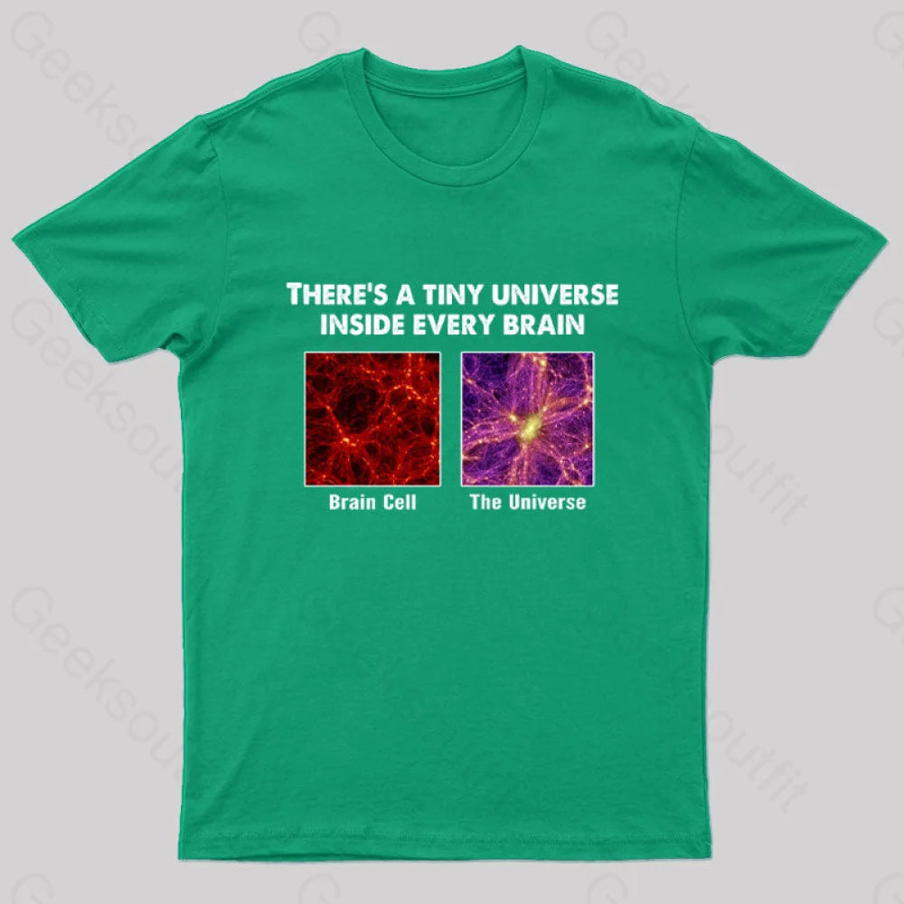 There’s A Tiny Universe Inside Every Brain Geek T-Shirt Green / S