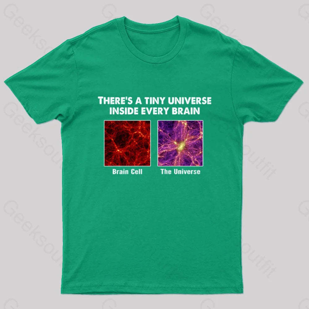 There’s A Tiny Universe Inside Every Brain Geek T-Shirt Green / S