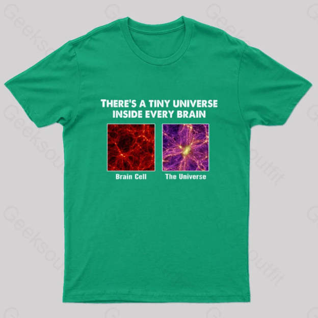 There’s A Tiny Universe Inside Every Brain Geek T-Shirt Green / S