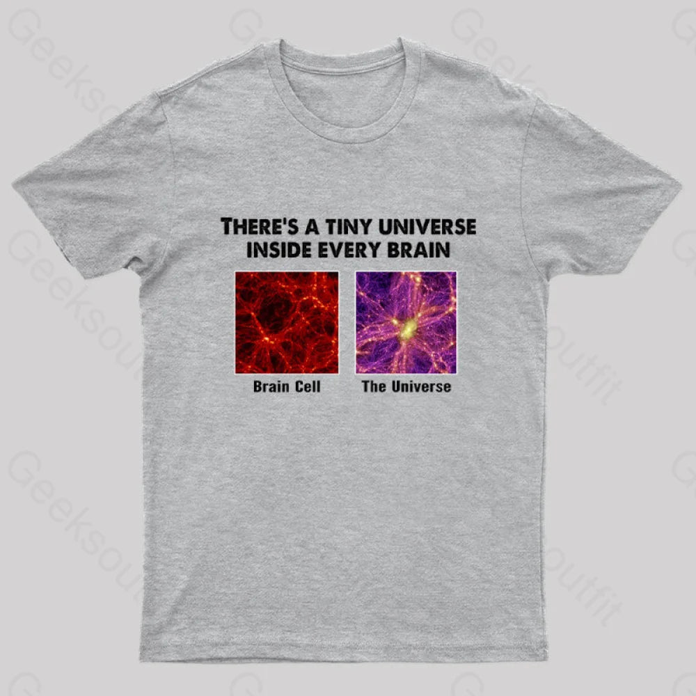 There’s A Tiny Universe Inside Every Brain Geek T-Shirt Grey / S