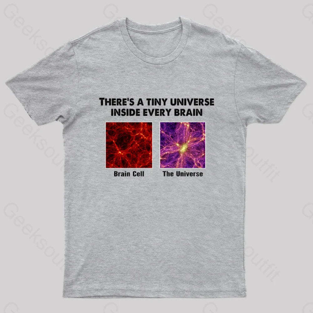 There’s A Tiny Universe Inside Every Brain Geek T-Shirt Grey / S