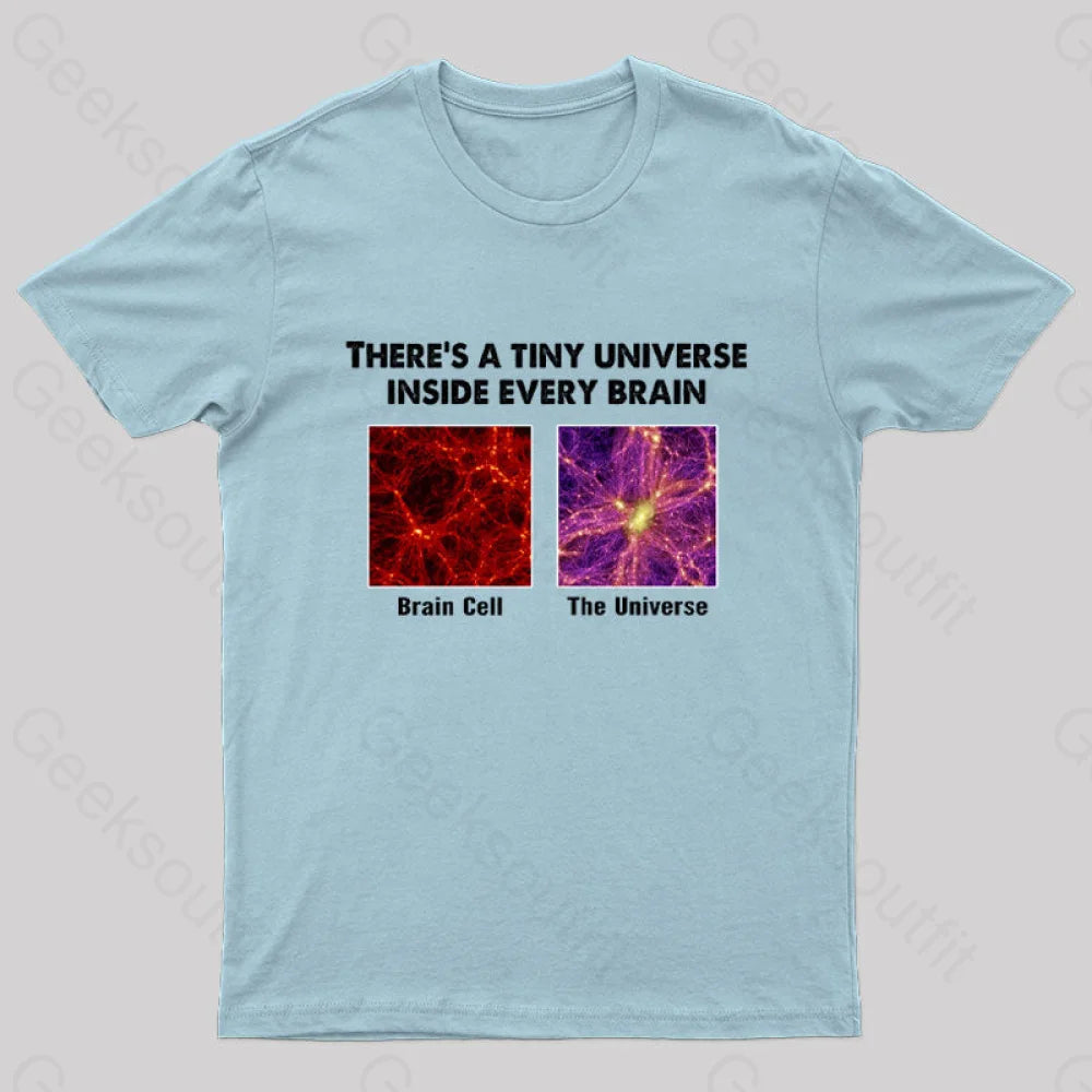 There’s A Tiny Universe Inside Every Brain Geek T-Shirt Light Blue / S