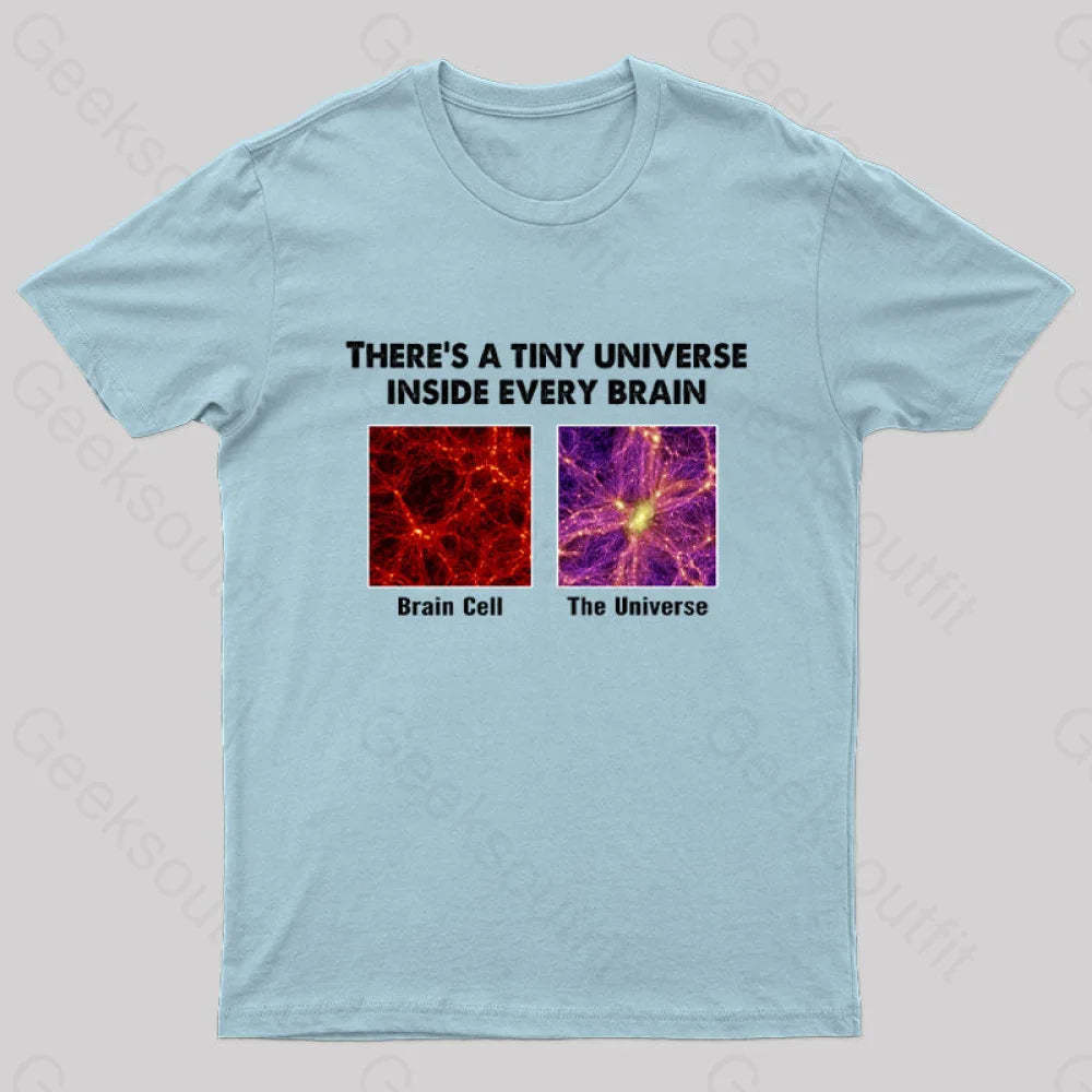 There’s A Tiny Universe Inside Every Brain Geek T-Shirt Light Blue / S