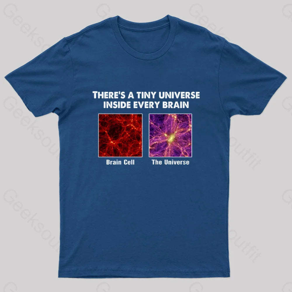 There’s A Tiny Universe Inside Every Brain Geek T-Shirt Navy / S