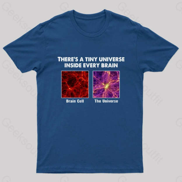 There’s A Tiny Universe Inside Every Brain Geek T-Shirt Navy / S