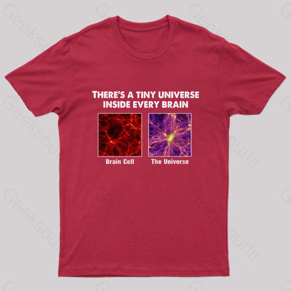There’s A Tiny Universe Inside Every Brain Geek T-Shirt Red / S