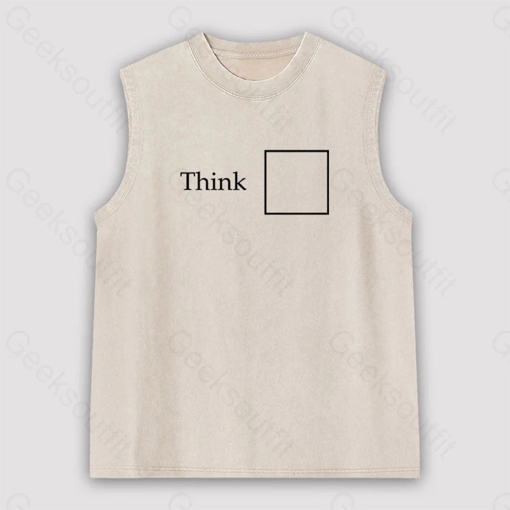 Think Outside The Box Unisex Washed Tank Apricot / S
