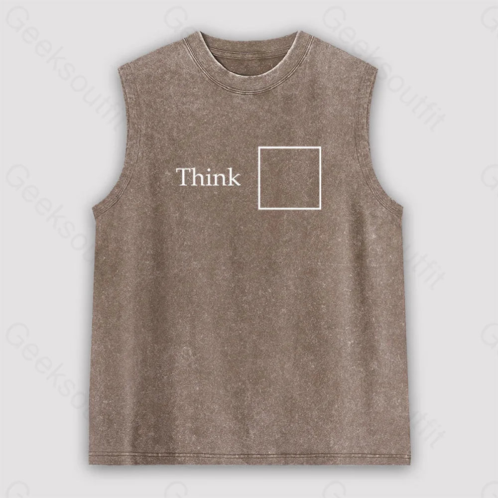 Think Outside The Box Unisex Washed Tank Brown / S