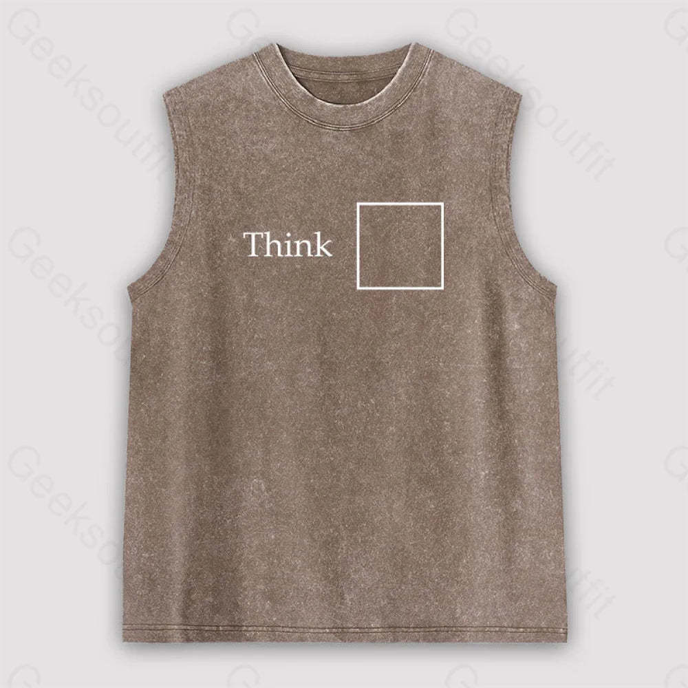 Think Outside The Box Unisex Washed Tank Brown / S