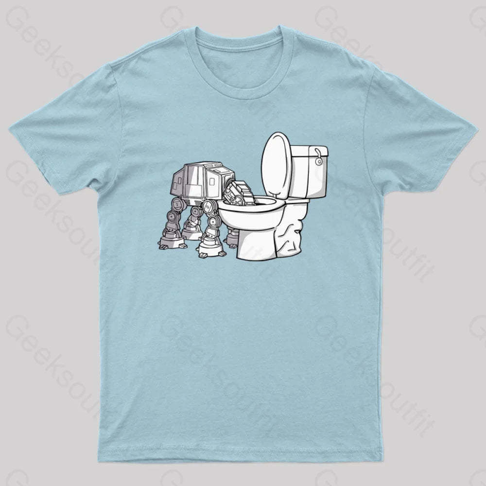 Thirsty Atat Funny Geek T-Shirt Light Blue / S