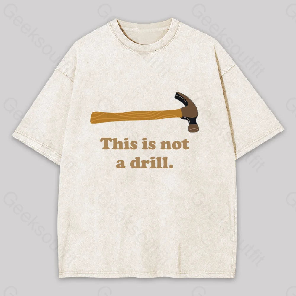 This Is Not A Drill Geek Washed T-Shirt Apricot / S