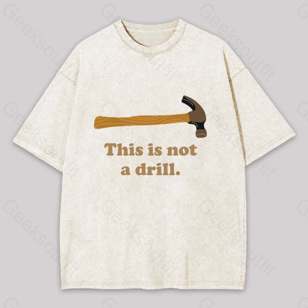This Is Not A Drill Geek Washed T-Shirt Apricot / S