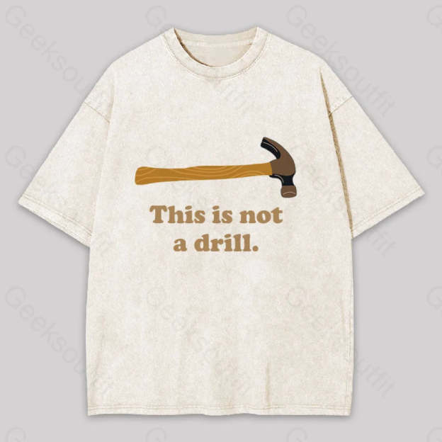 This Is Not A Drill Geek Washed T-Shirt Apricot / S