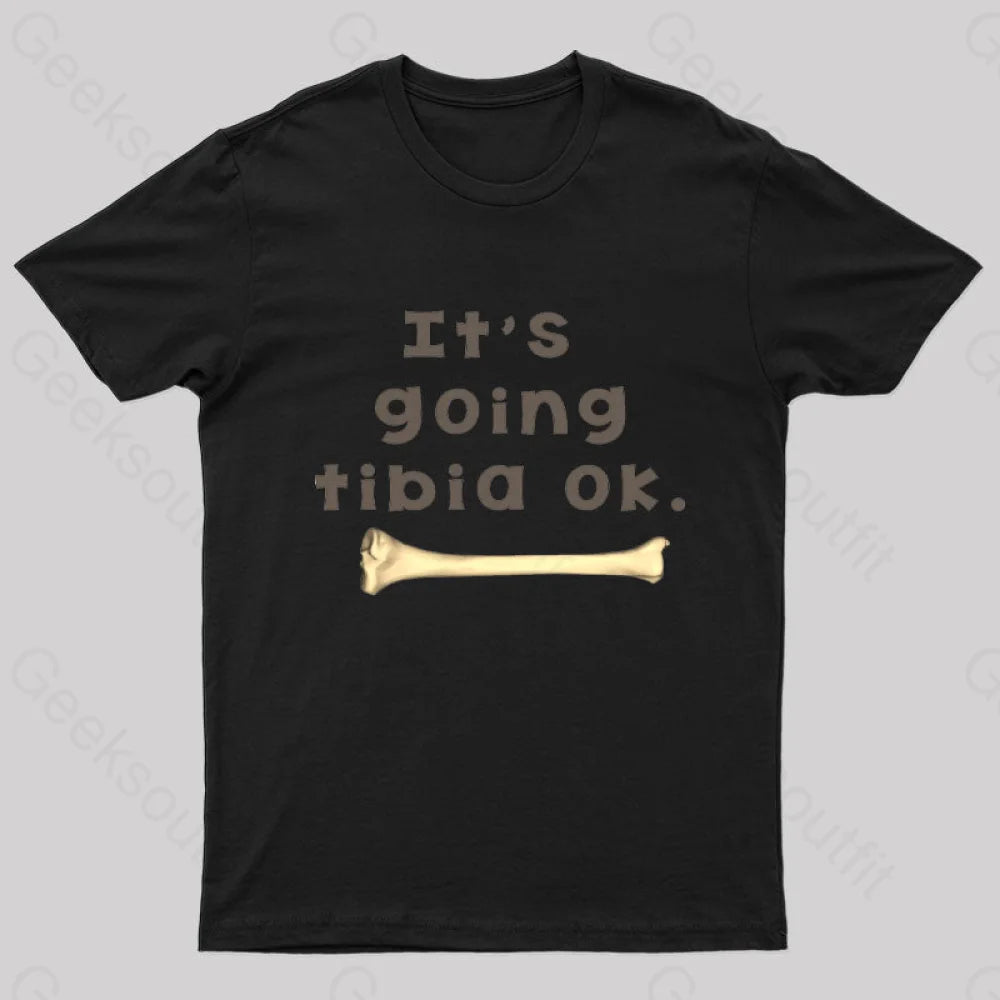 Tibia Bone Pun Geek T-Shirt Black / S