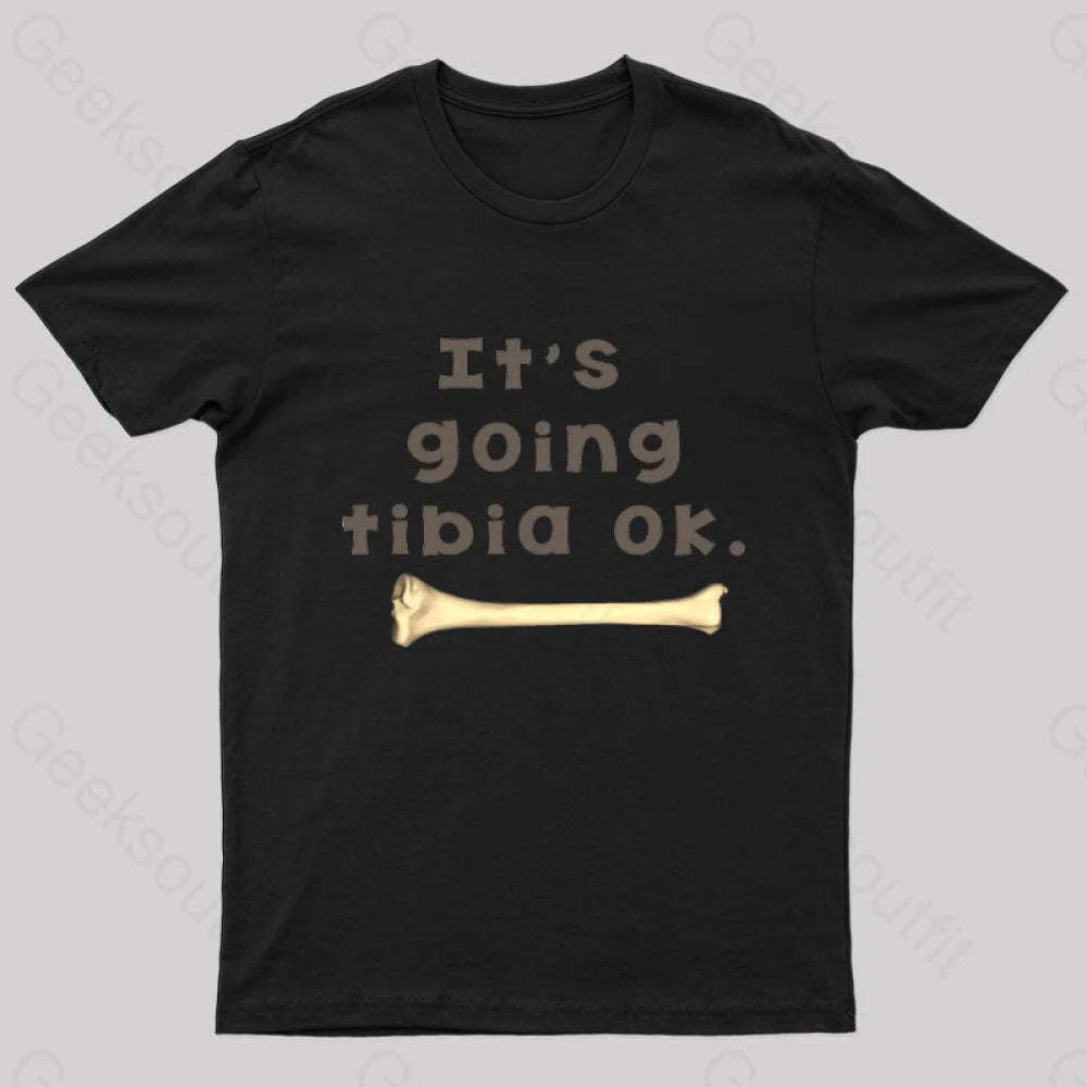 Tibia Bone Pun Geek T-Shirt Black / S