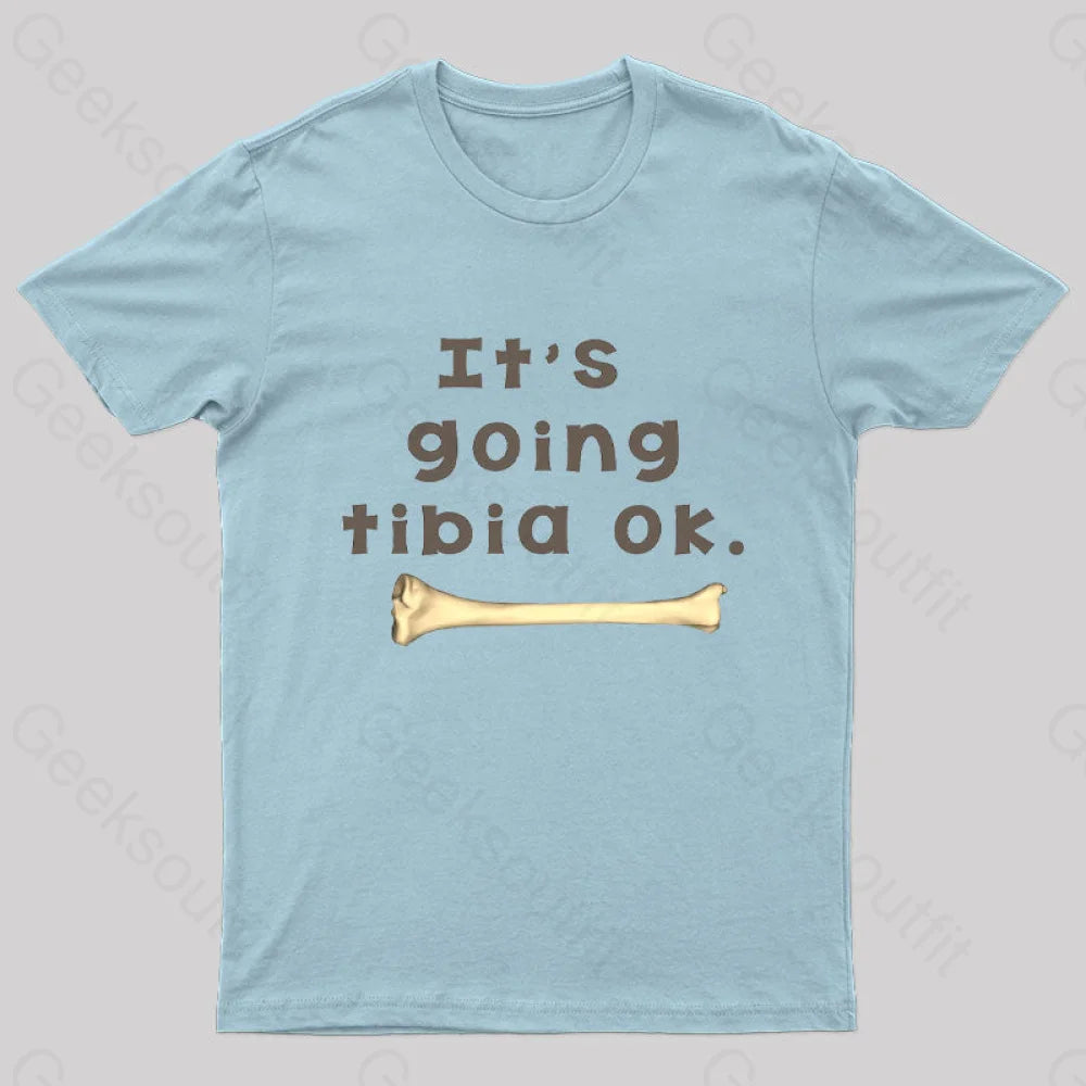 Tibia Bone Pun Geek T-Shirt Light Blue / S