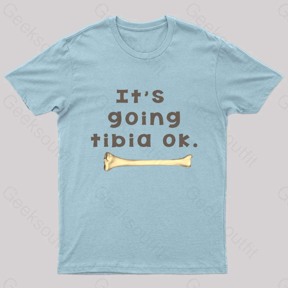 Tibia Bone Pun Geek T-Shirt Light Blue / S