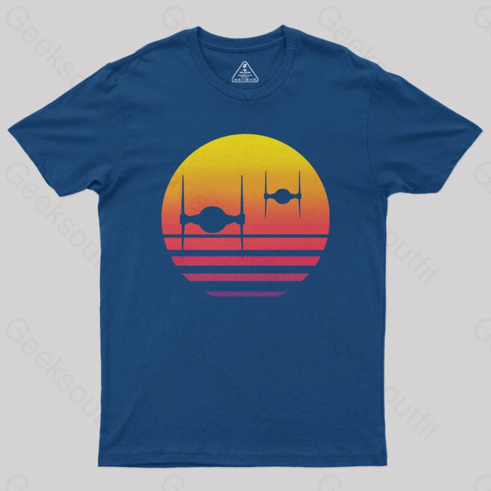 Tie Fighter Sunset Geek Squad T-Shirt Navy / S