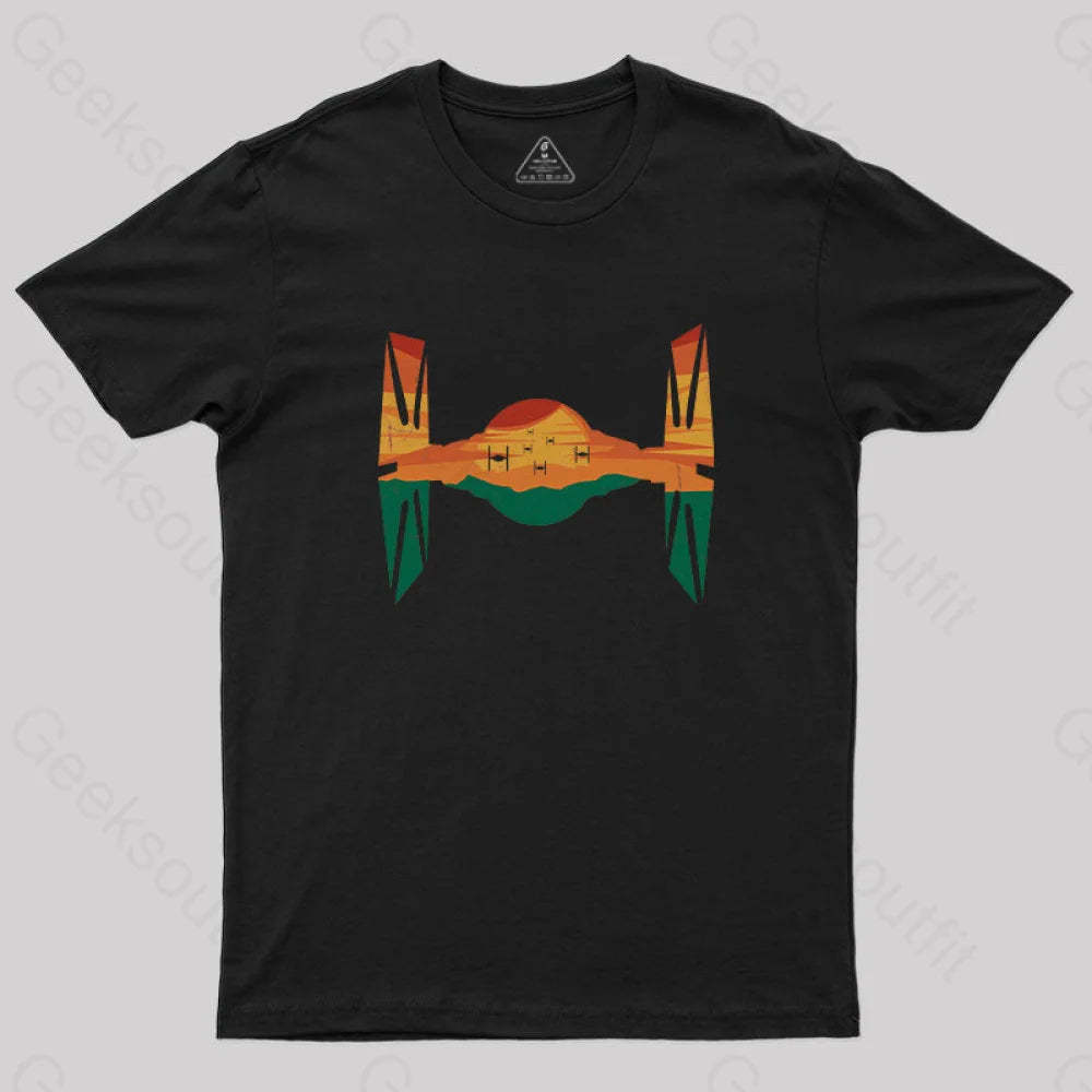 Tie Fighter Sunset T-Shirt Black / S Yc