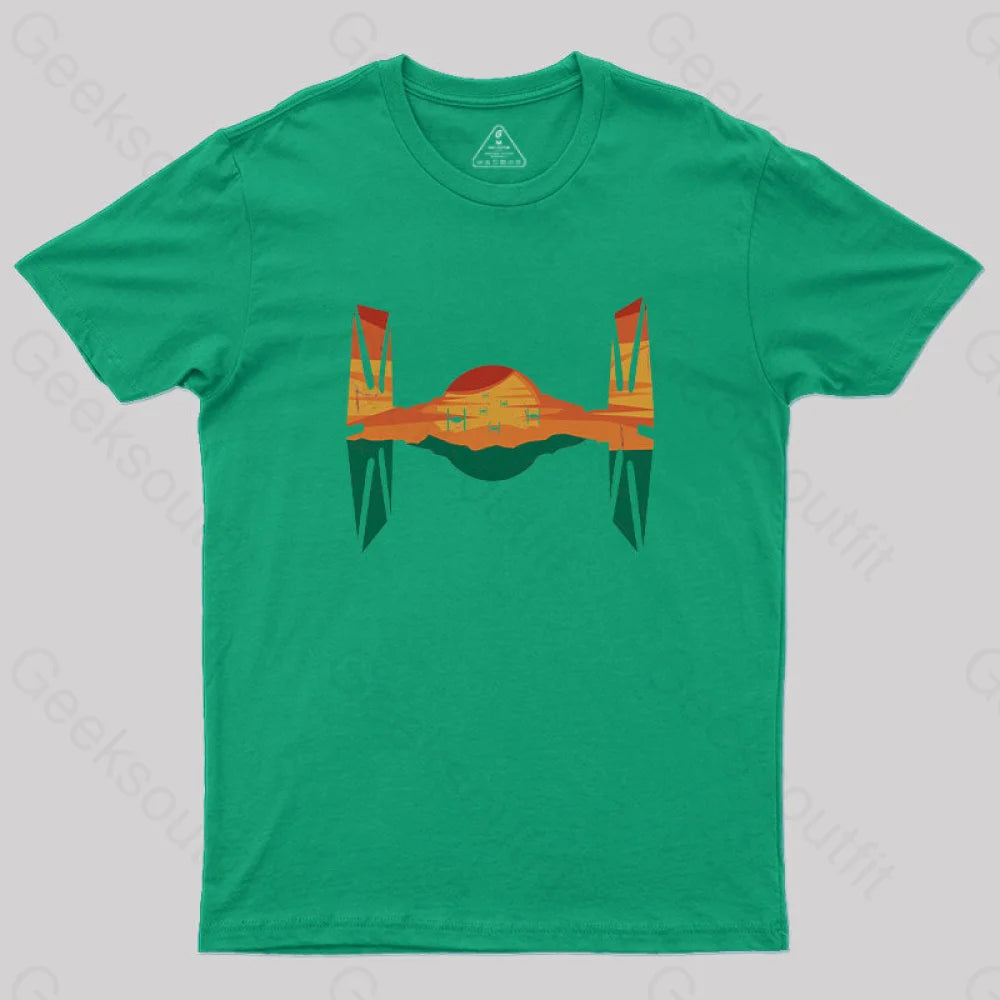 Tie Fighter Sunset T-Shirt Green / S Yc
