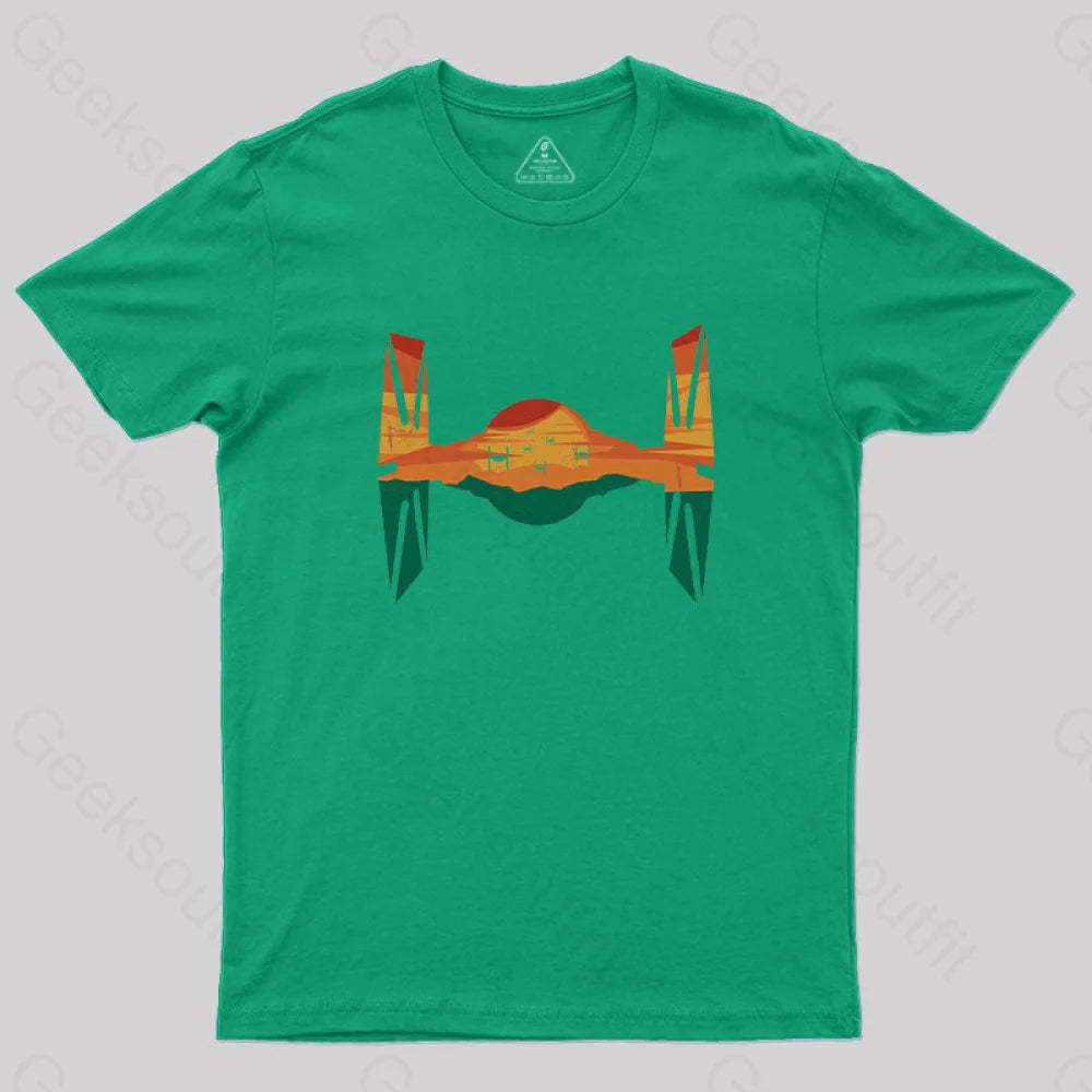 Tie Fighter Sunset T-Shirt Green / S Yc