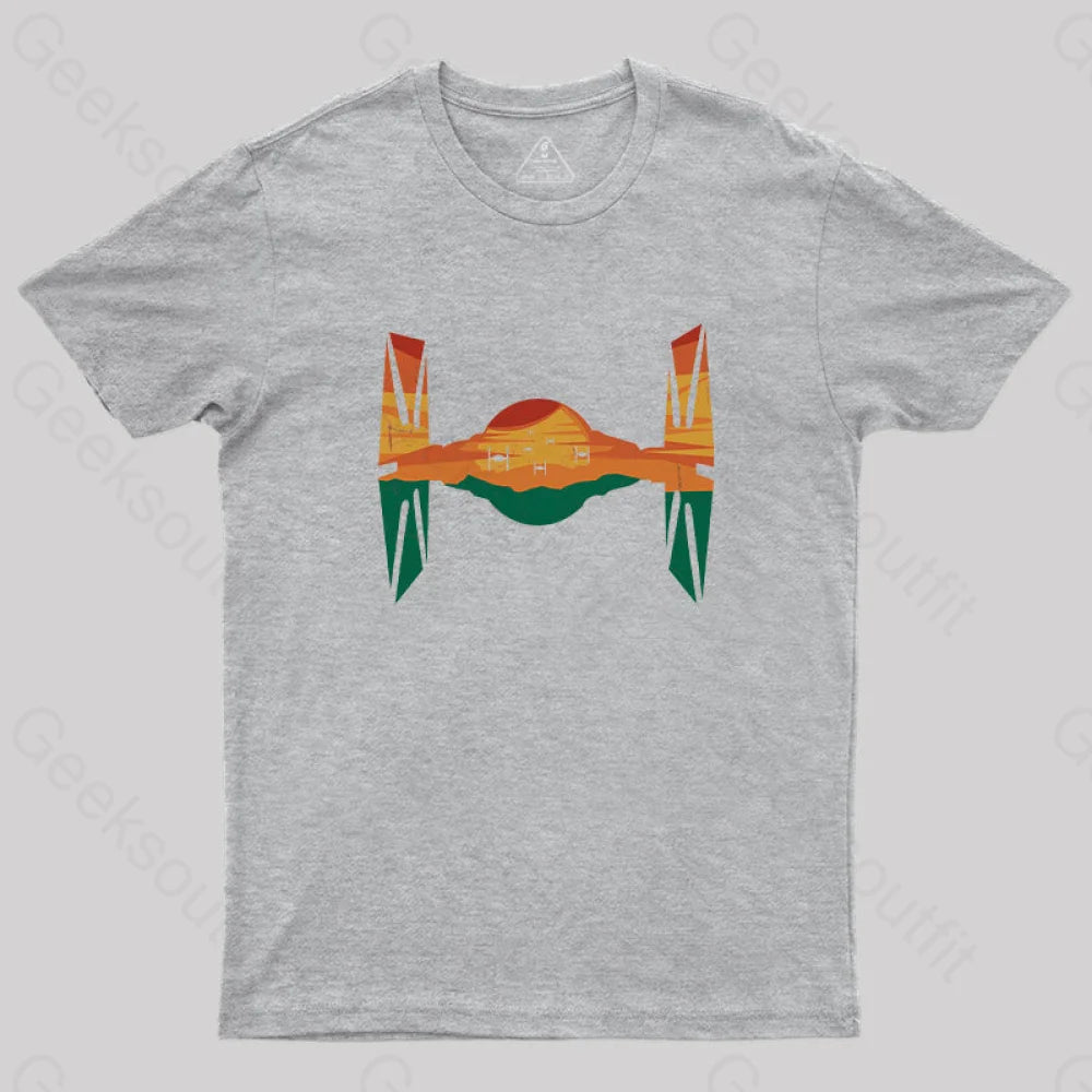 Tie Fighter Sunset T-Shirt Grey / S Yc