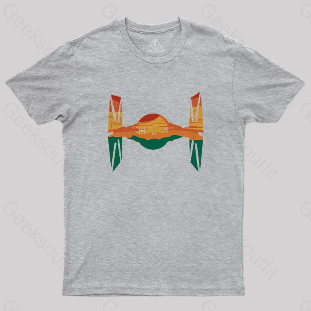 Tie Fighter Sunset T-Shirt Grey / S Yc
