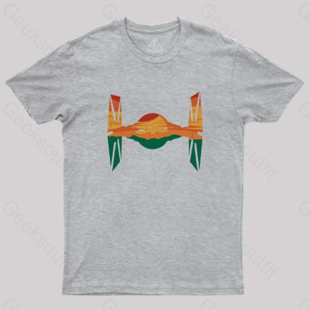 Tie Fighter Sunset T-Shirt Grey / S Yc