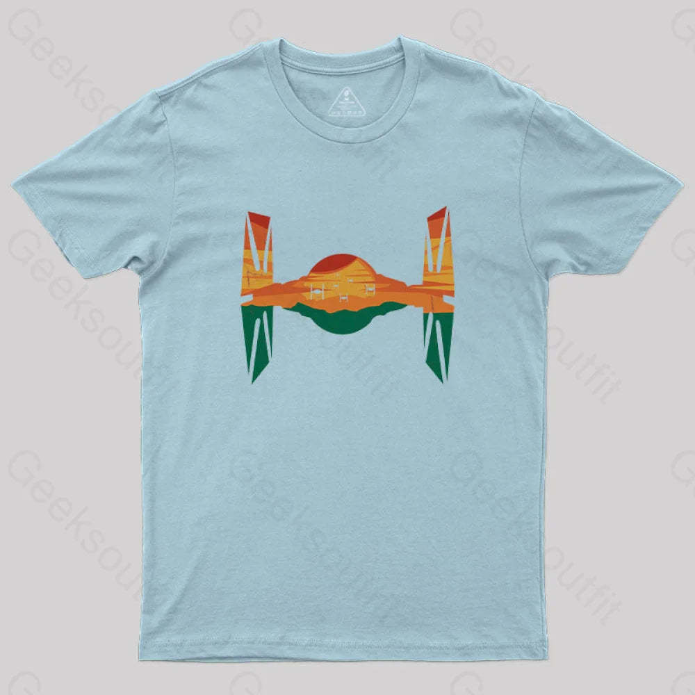 Tie Fighter Sunset T-Shirt Light Blue / S Yc
