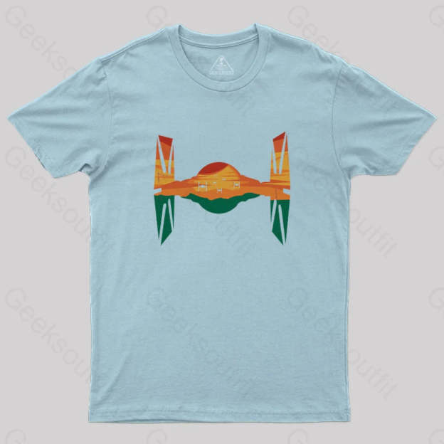 Tie Fighter Sunset T-Shirt Light Blue / S Yc