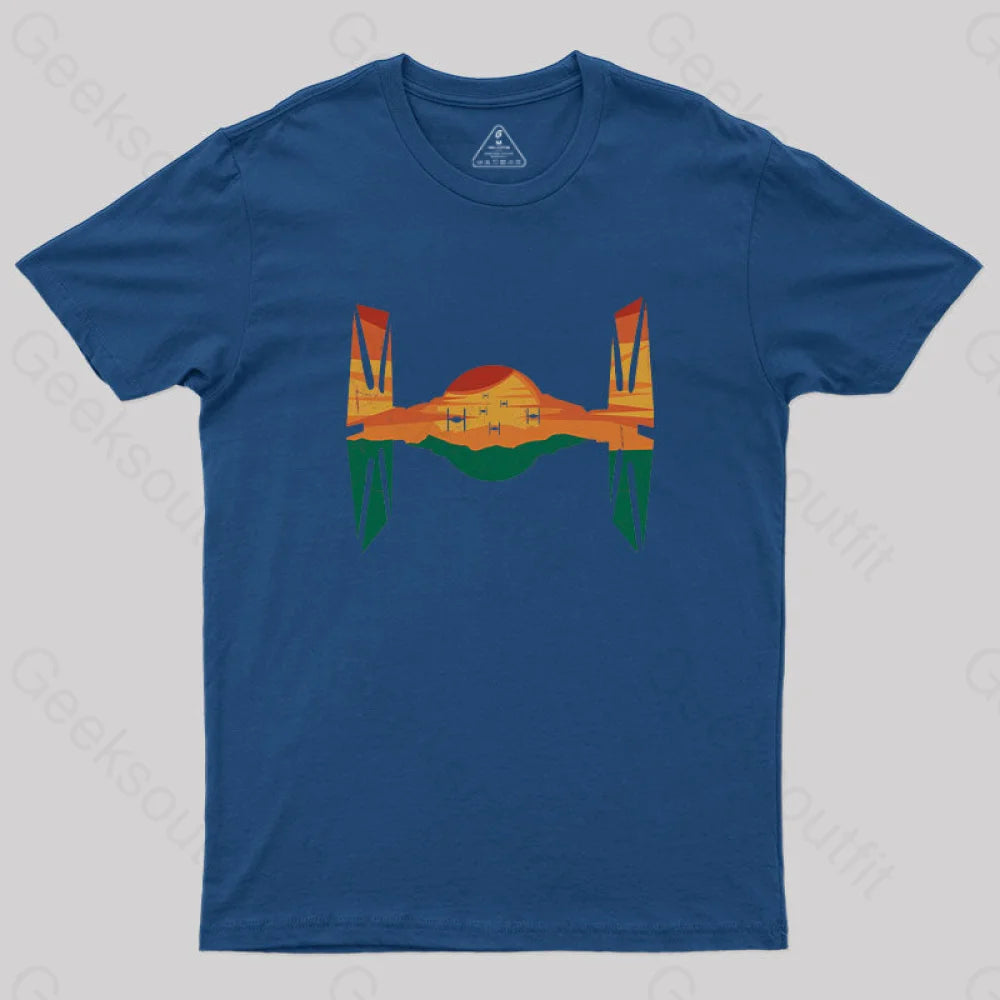 Tie Fighter Sunset T-Shirt Navy / S Yc