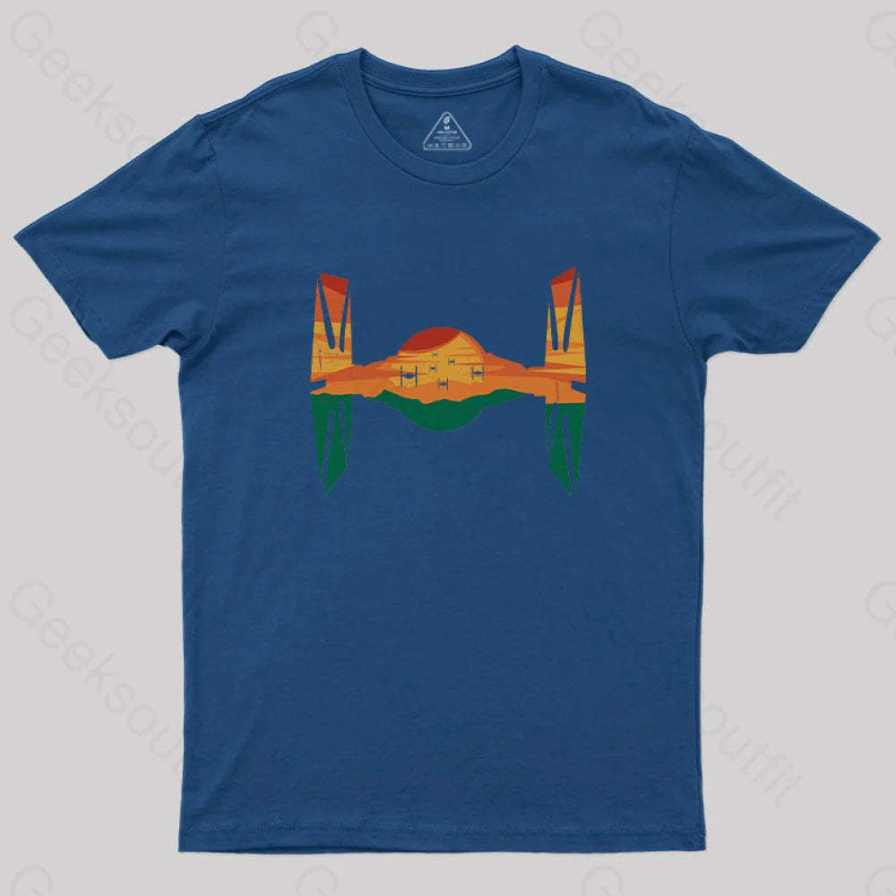 Tie Fighter Sunset T-Shirt Navy / S Yc